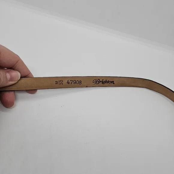 Brighton brown croc embossed skinny belt with gold and silver tone buckle M/30 - Picture 5 of 5